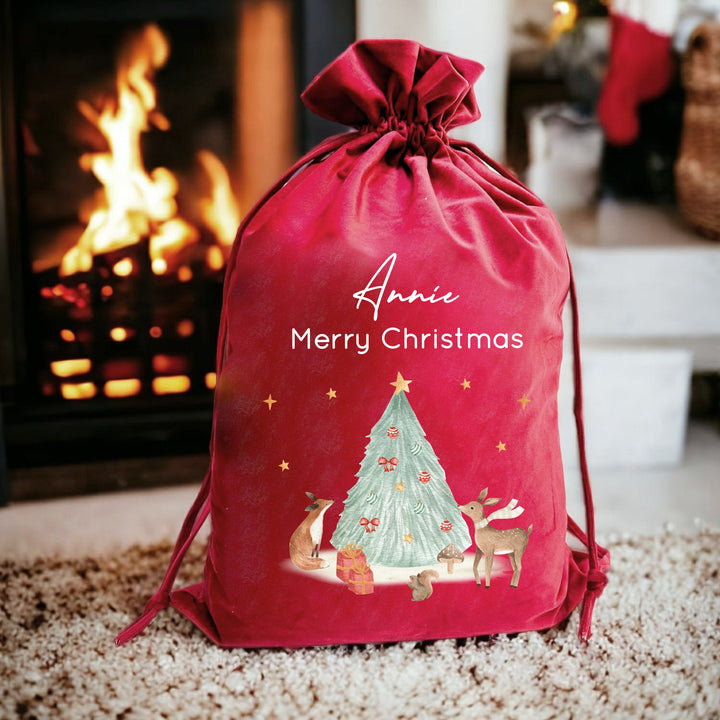 Personalised Woodlands Christmas Stocking or Santa Sack