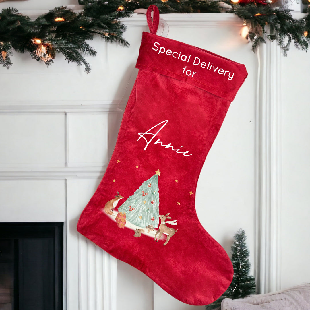 Personalised Woodlands Christmas Stocking or Santa Sack