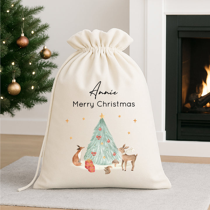 Personalised Woodlands Santa Sack or Stocking