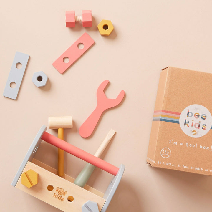 Wooden Tool Box Engraved Toy Set