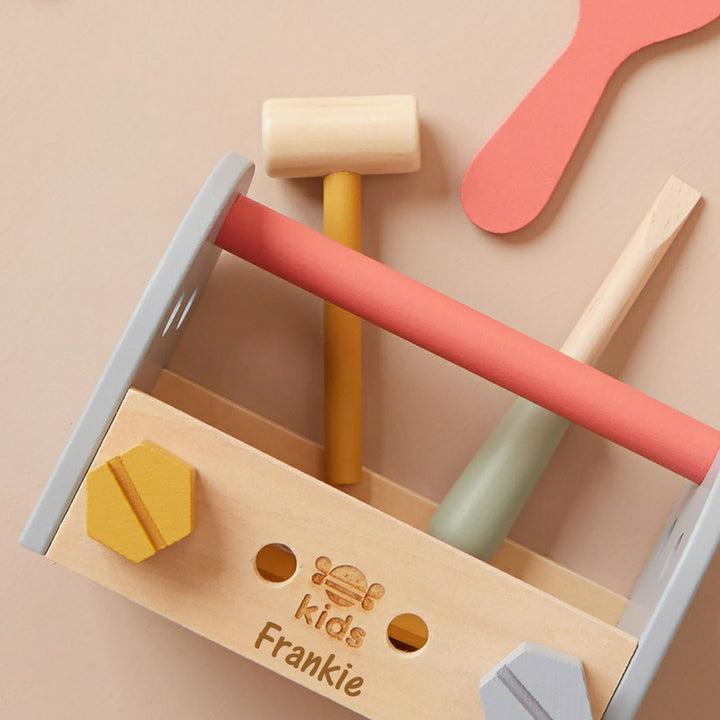 Wooden Tool Box Engraved Toy Set