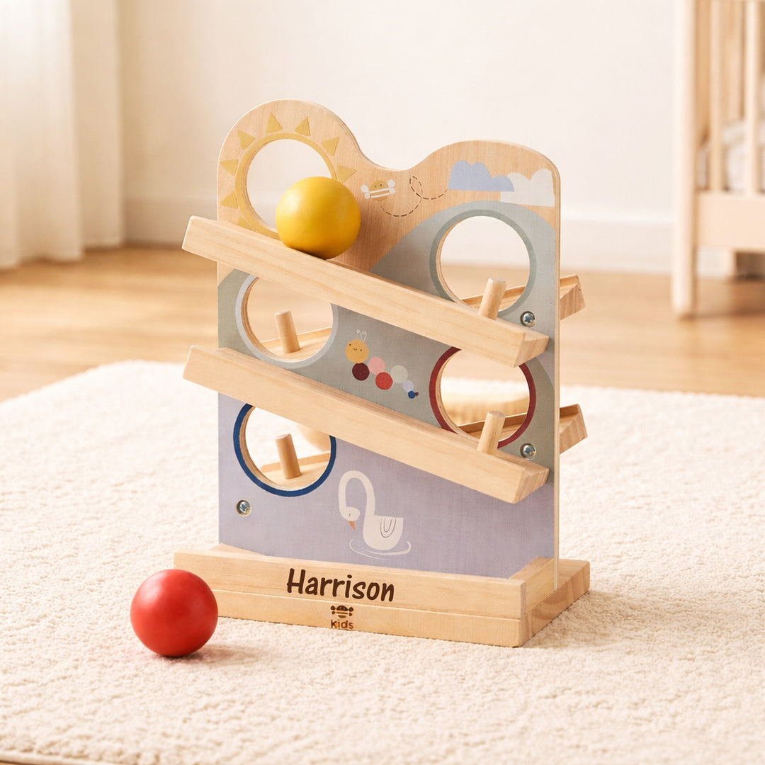 Personalised Engraved Wooden Ball Run Toy