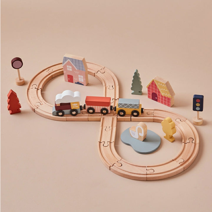 Wooden Trains Engraved Toy Set