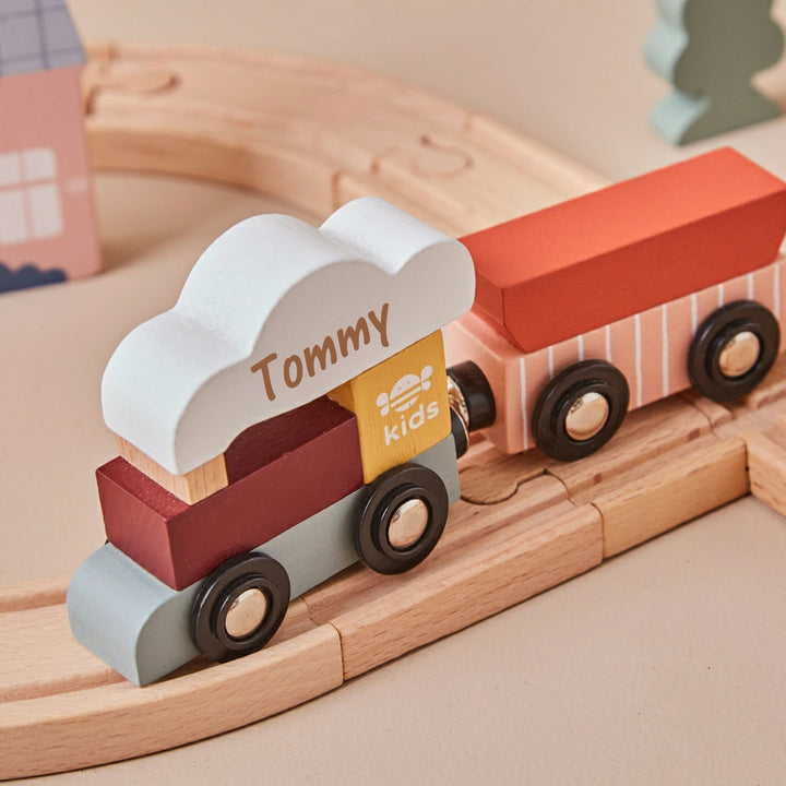 Wooden Trains Engraved Toy Set