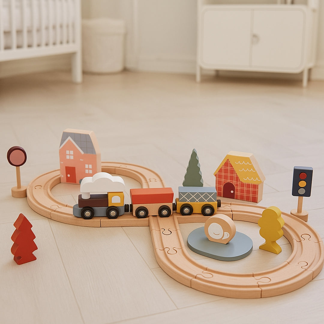 Wooden Trains Engraved Toy Set
