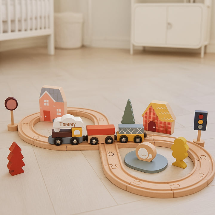 Wooden Trains Engraved Toy Set