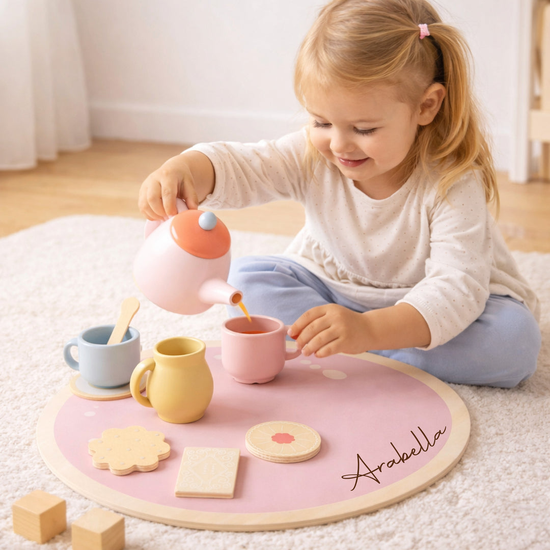Personalised Engraved Wooden Tea Set Toy
