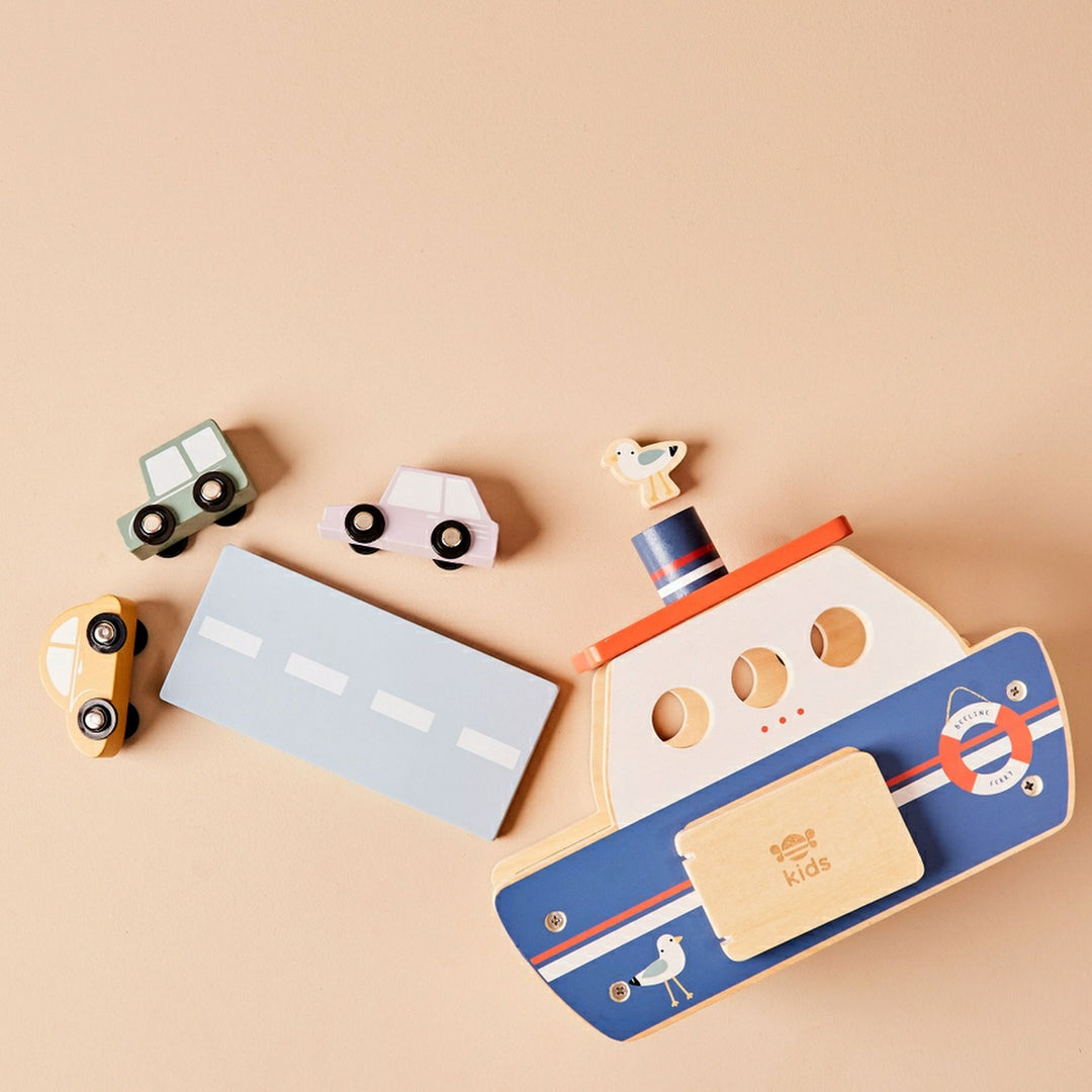 Wooden Boat Transporter Toy Set