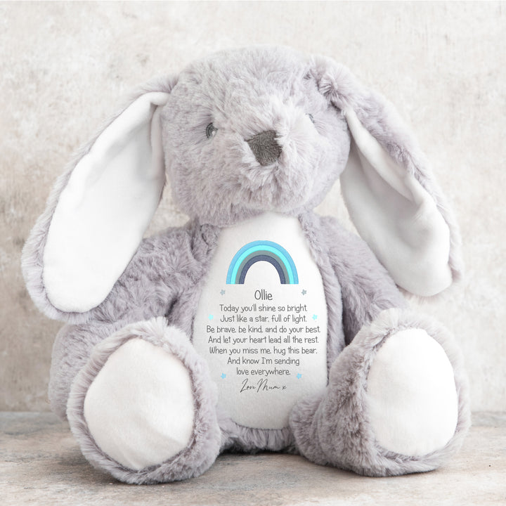 Personalised Shine Bright Blue Rainbow Teddy