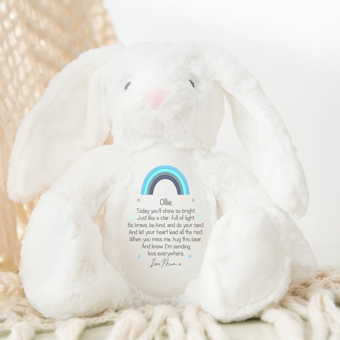 Personalised Shine Bright Blue Rainbow Teddy