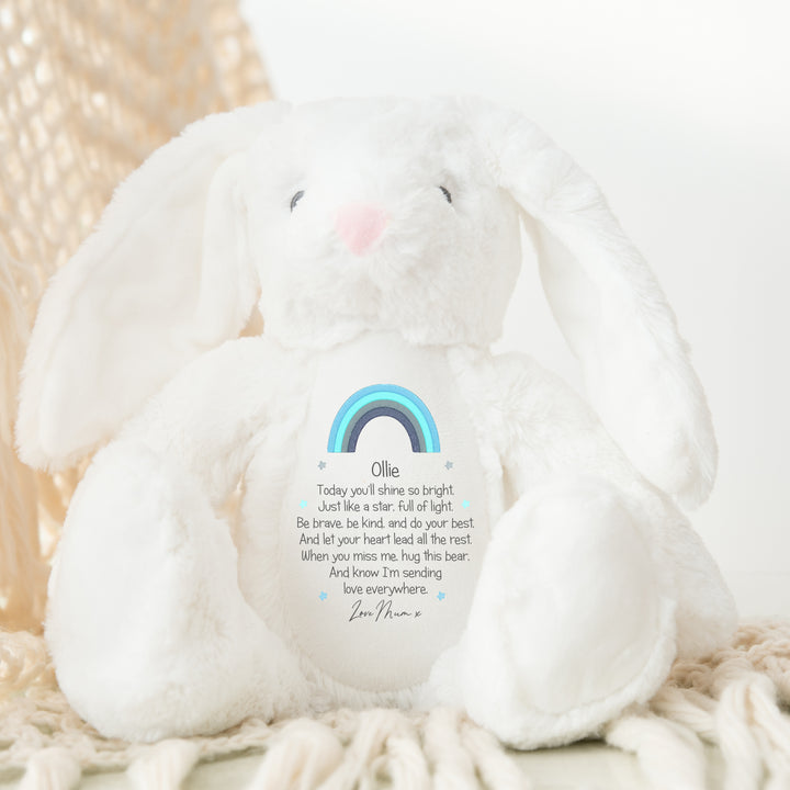 Personalised Shine Bright Blue Rainbow Teddy