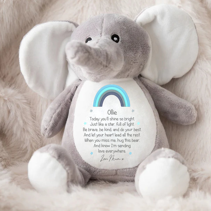 Personalised Shine Bright Blue Rainbow Teddy