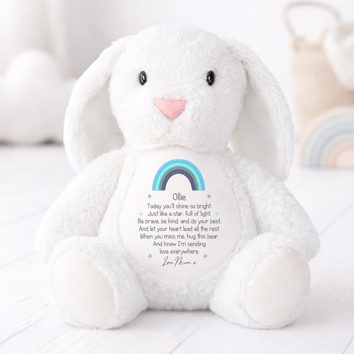Personalised Blue Rainbow First Day Of School Soft Toy