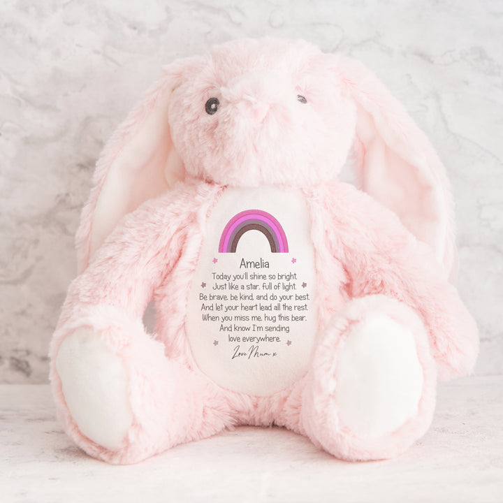 Personalised Shine Bright Pink Rainbow Teddy