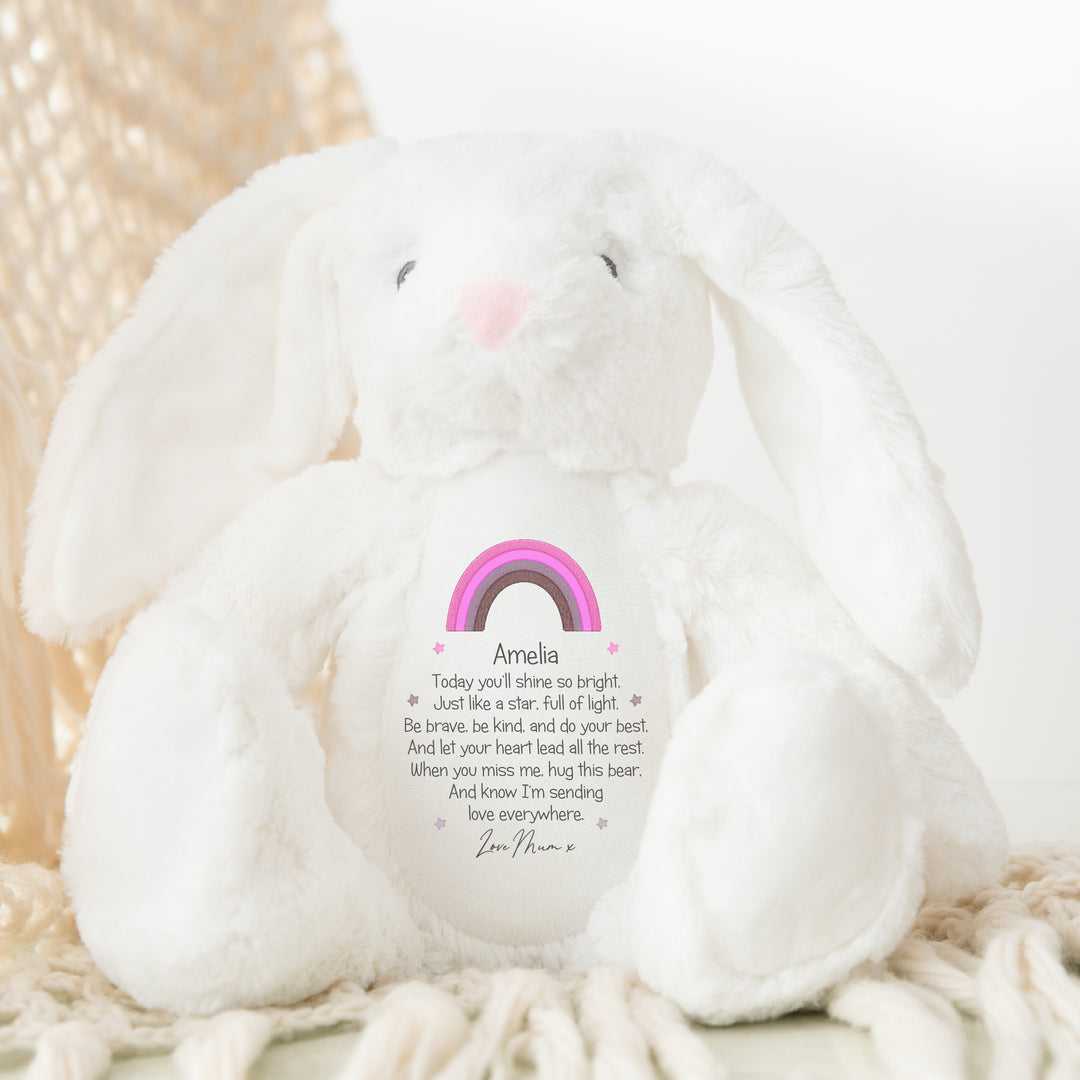 Personalised Shine Bright Pink Rainbow Teddy