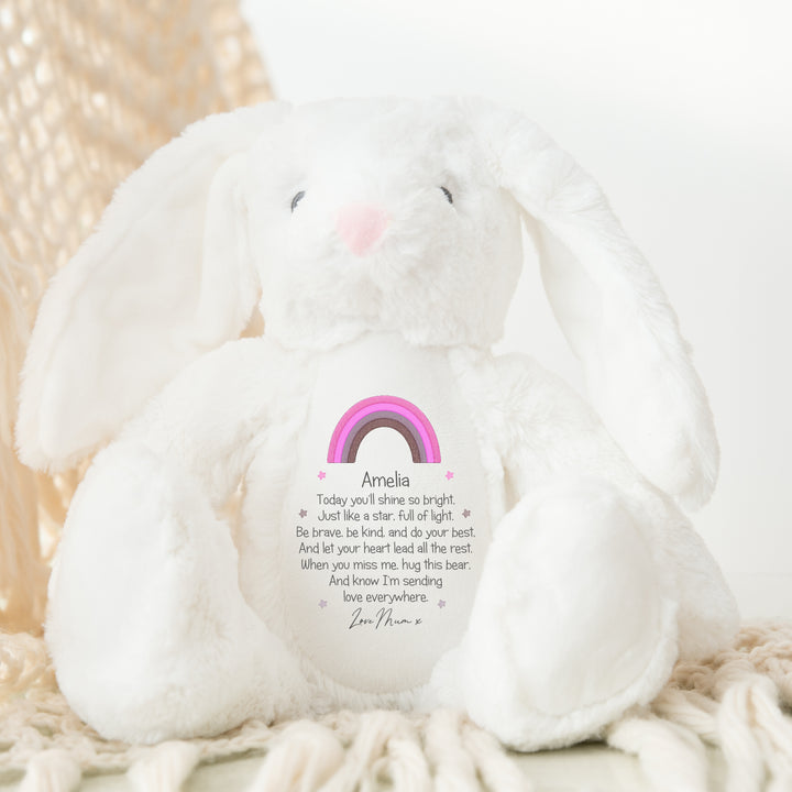 Personalised Shine Bright Pink Rainbow Teddy