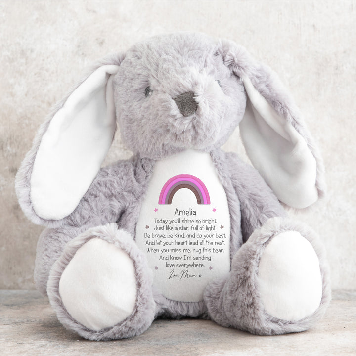 Personalised Shine Bright Pink Rainbow Teddy