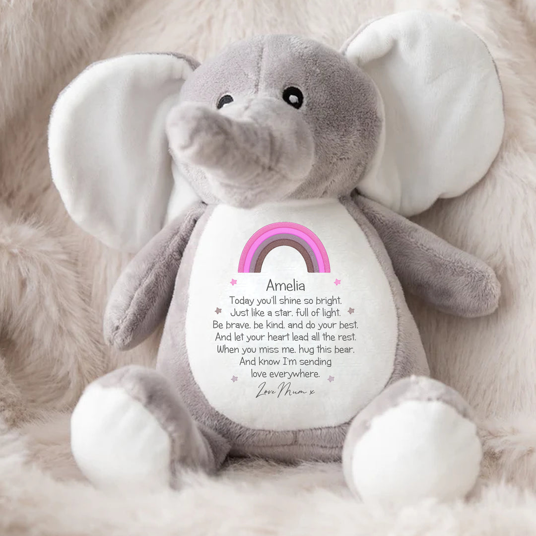 Personalised Shine Bright Pink Rainbow Teddy