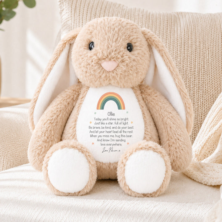 Personalised Rainbow First Day Of School Soft Toy