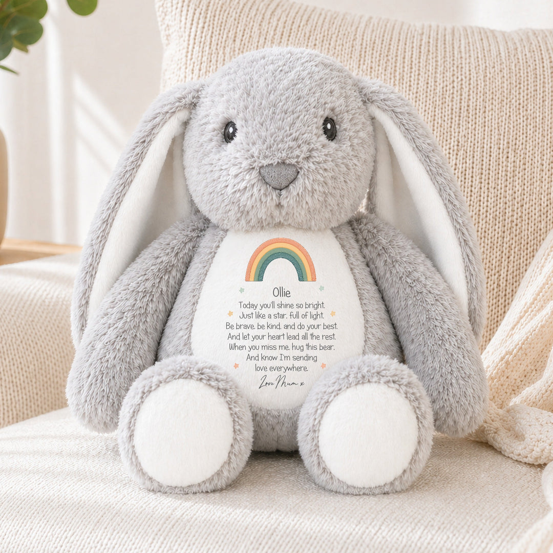 Personalised Rainbow First Day Of School Soft Toy