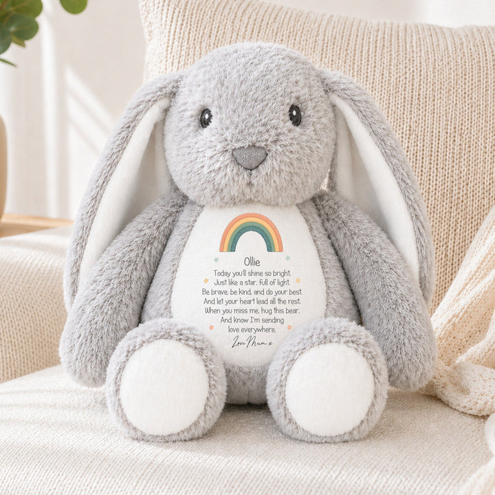 Personalised Rainbow First Day Of School Soft Toy