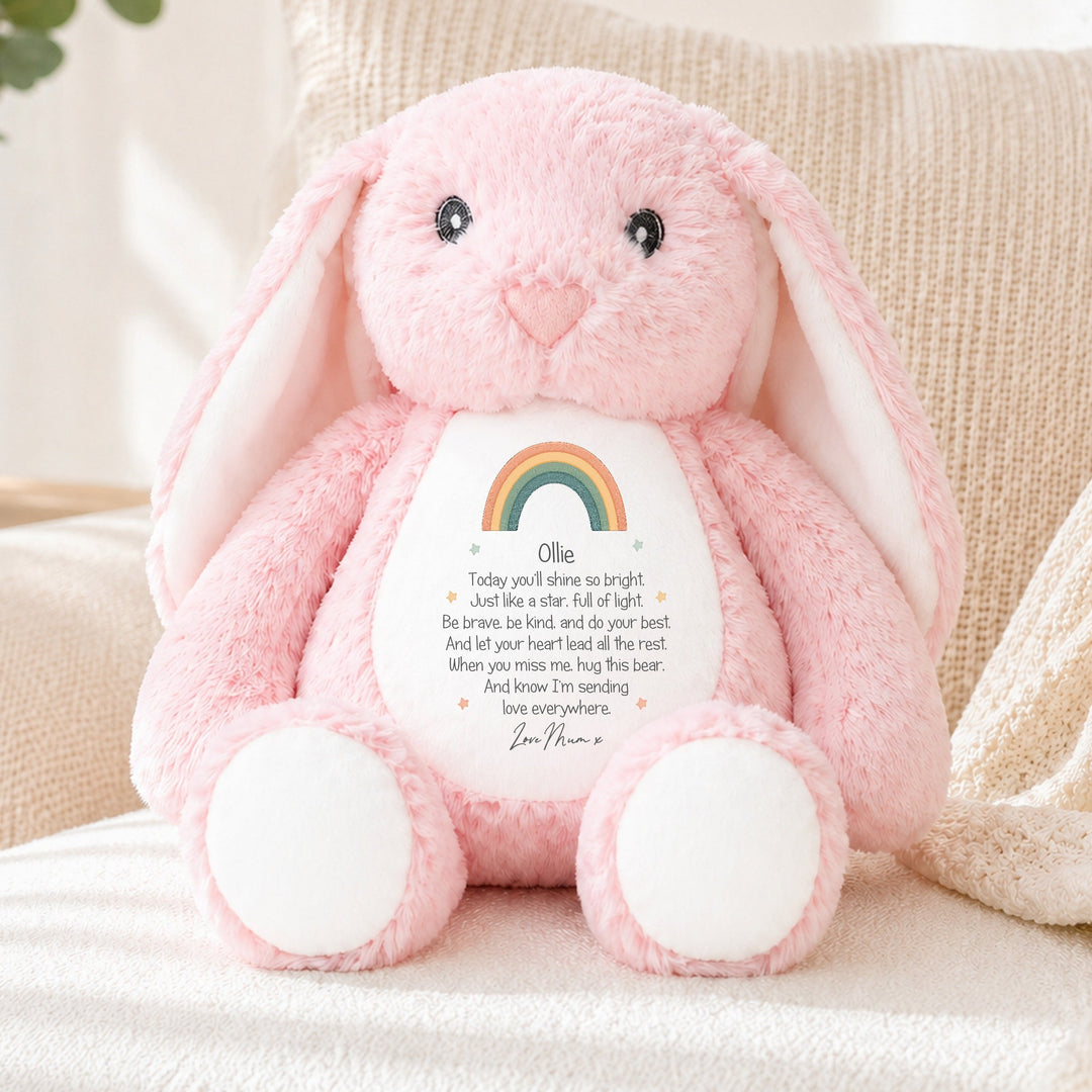 Personalised Rainbow First Day Of School Soft Toy