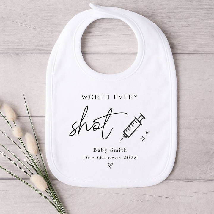 Personalised Worth Every Shot IVF Script Baby Announcement Vest