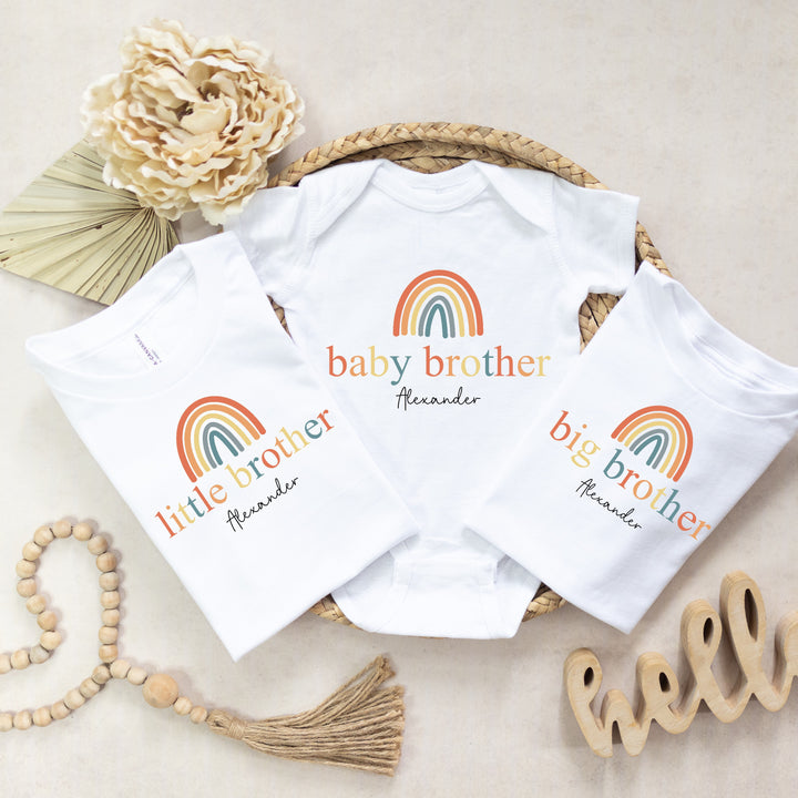 Personalised Unisex Rainbow Sibling Matching T-shirt/Vest/Bib