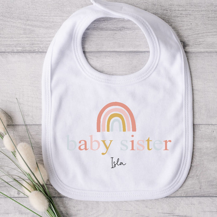 Personalised Unisex Sibling Matching Peach Rainbow T-shirt/Vest/Bib