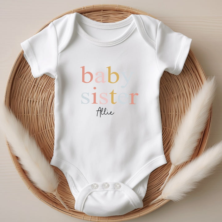 Personalised Unisex Sibling Matching Peach T-shirt/Vest/Bib