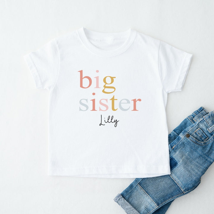 Personalised Unisex Sibling Matching Peach T-shirt/Vest/Bib