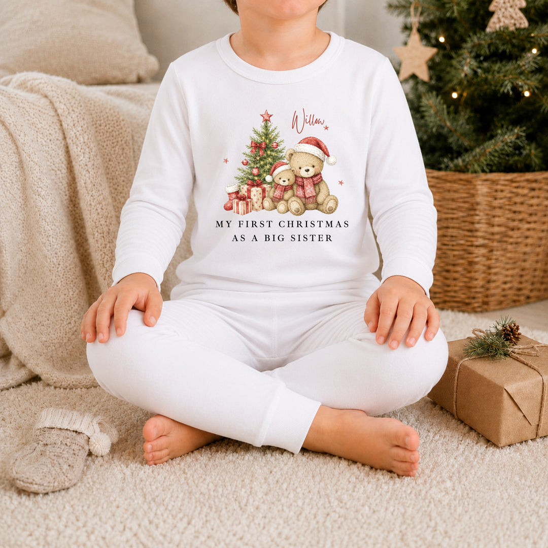 Personalised Red Bears Tree Sibling Matching Pyjamas or Baby Grow