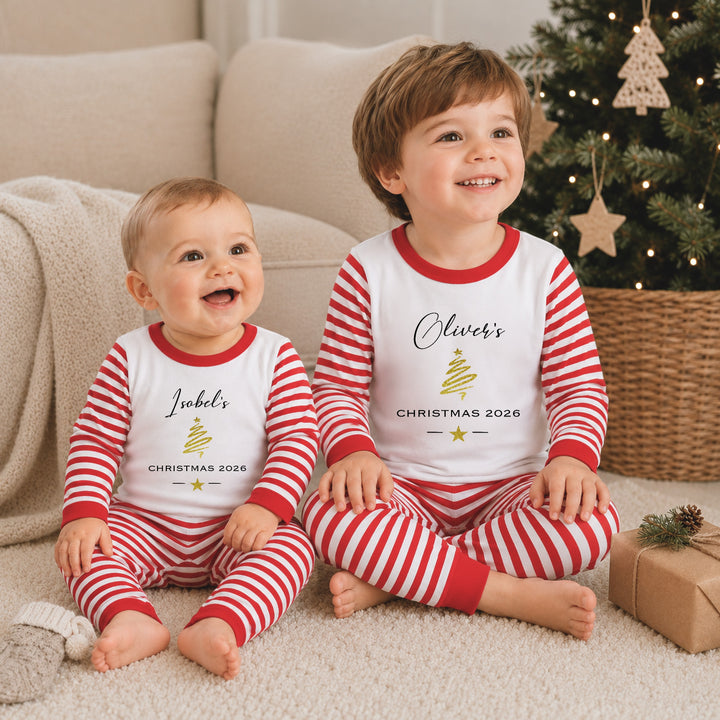 Personalised Gold Tree Christmas Pyjamas