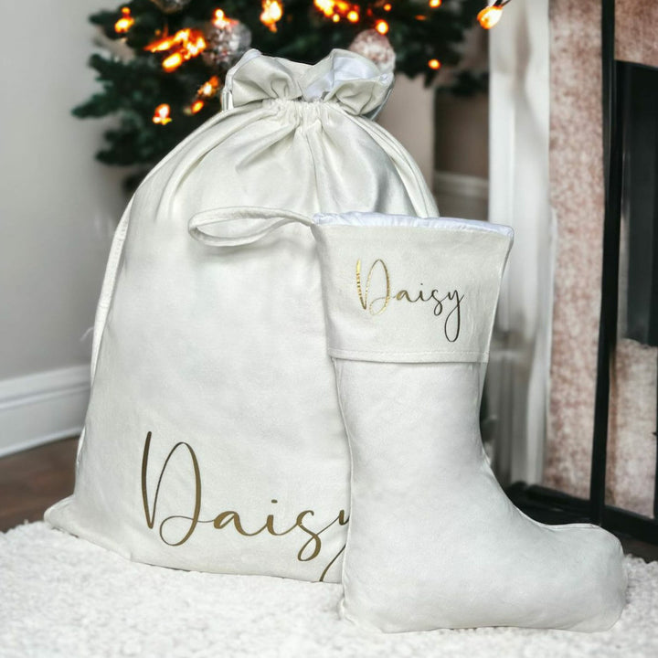 Personalised Simple Gold Name Christmas Sack or Stocking