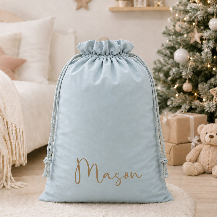 Personalised Simple Gold Name Christmas Sack or Stocking