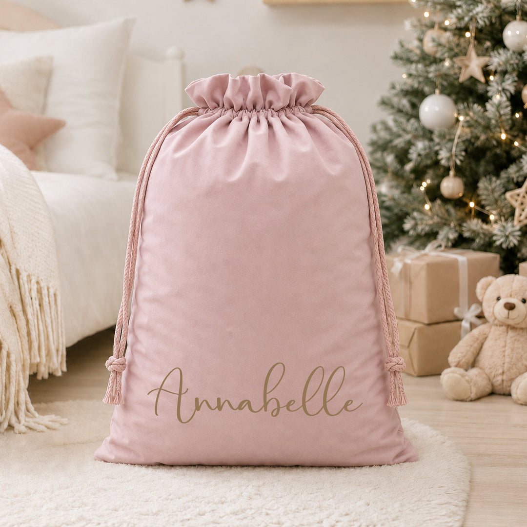 Personalised Simple Gold Name Christmas Sack or Stocking