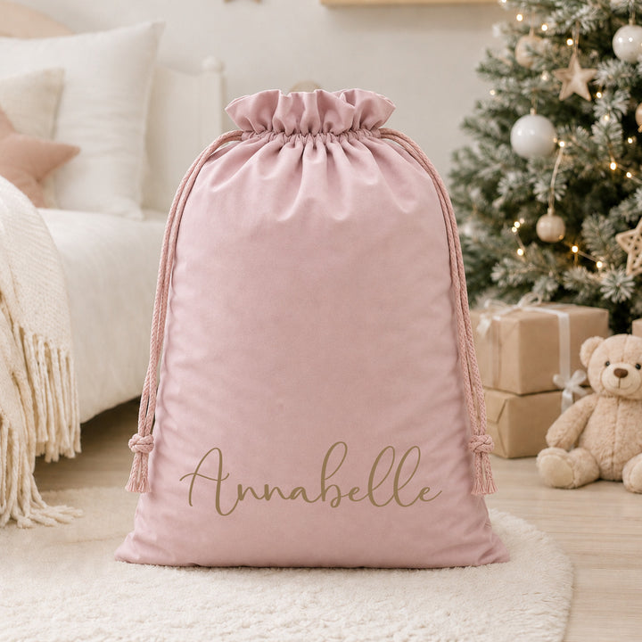 Personalised Simple Gold Name Christmas Sack or Stocking