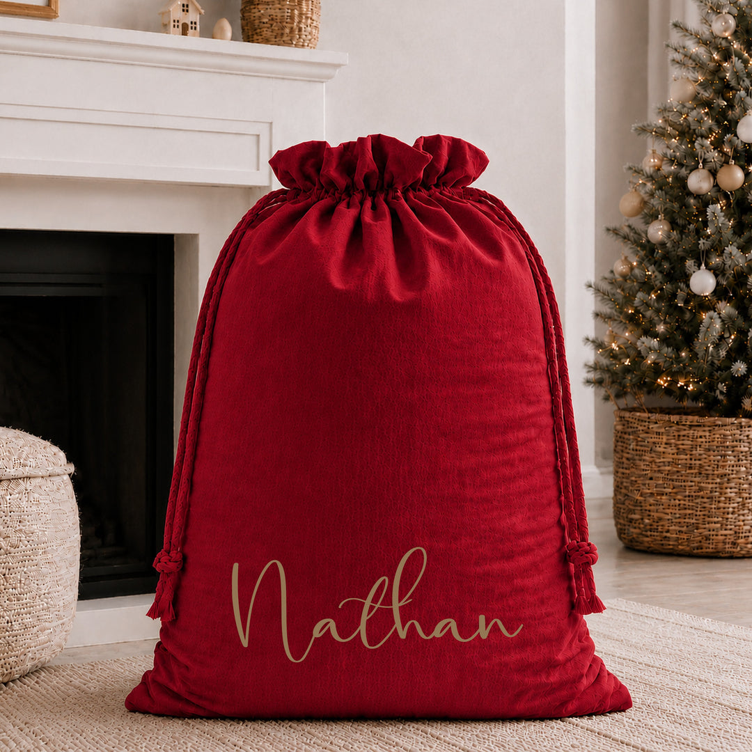 Personalised Simple Gold Name Christmas Sack or Stocking