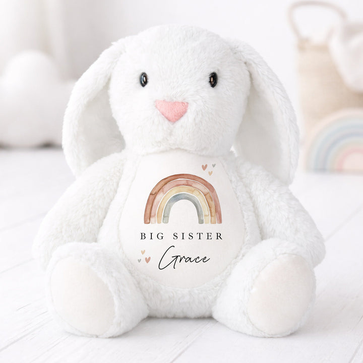 Personalised Watercolour Rainbow Big or Little Sister Rabbit