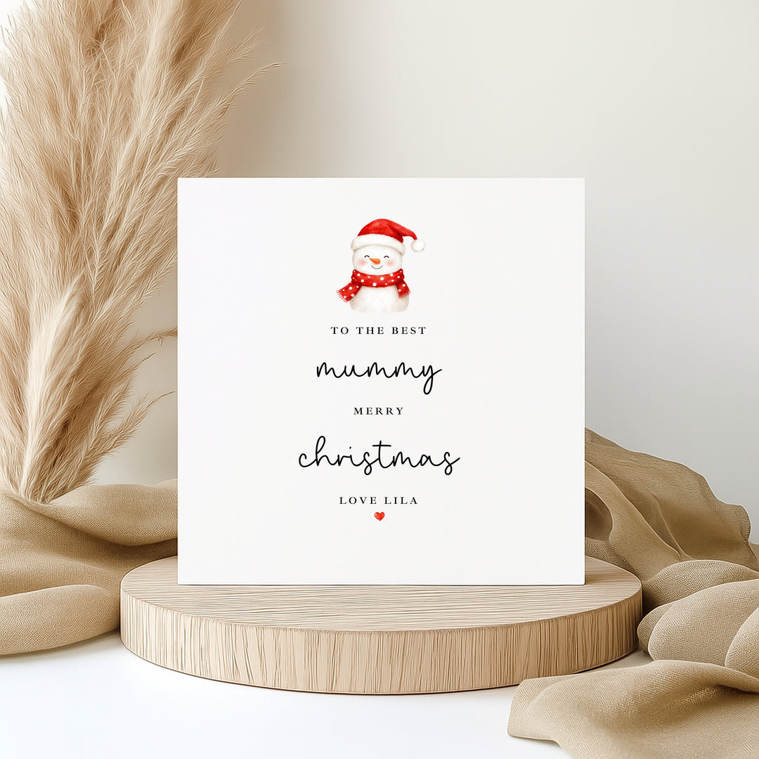 Personalised Snowman Merry Christmas To The Best Mummy Card