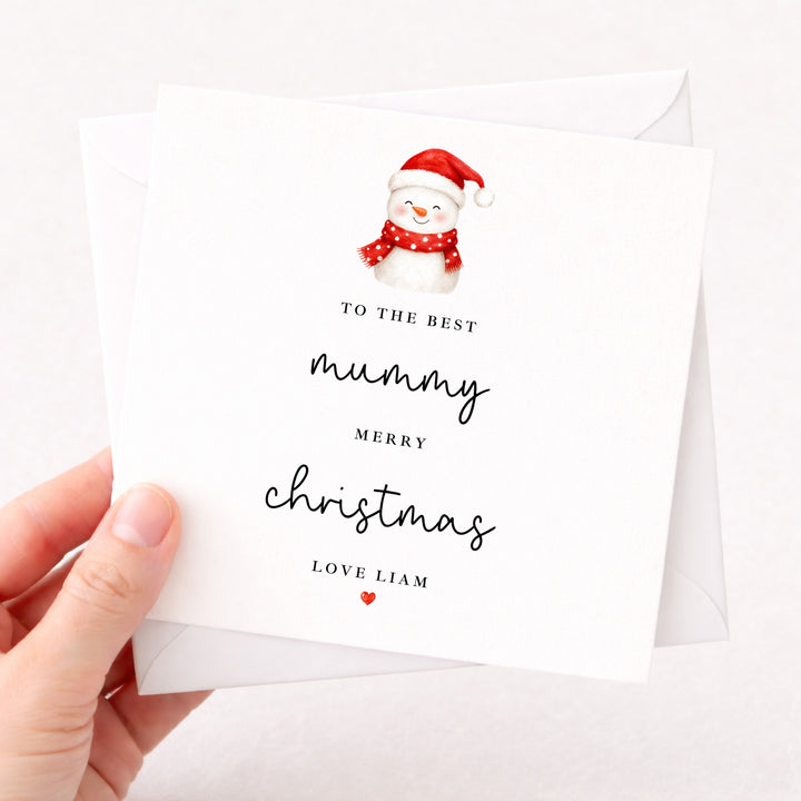 Personalised Snowman Merry Christmas To The Best Mummy Card