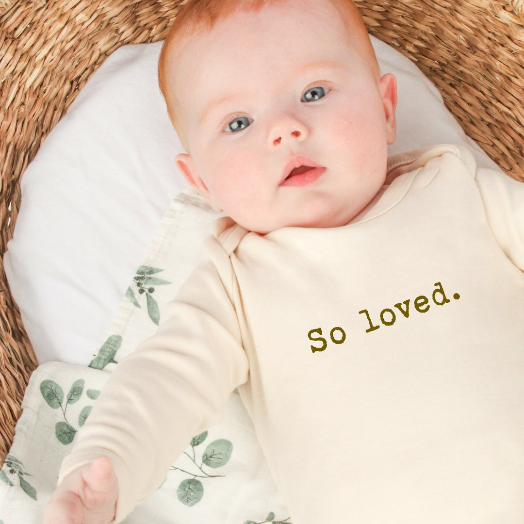 So Loved Beige Babygrow with optional Headband or Hat