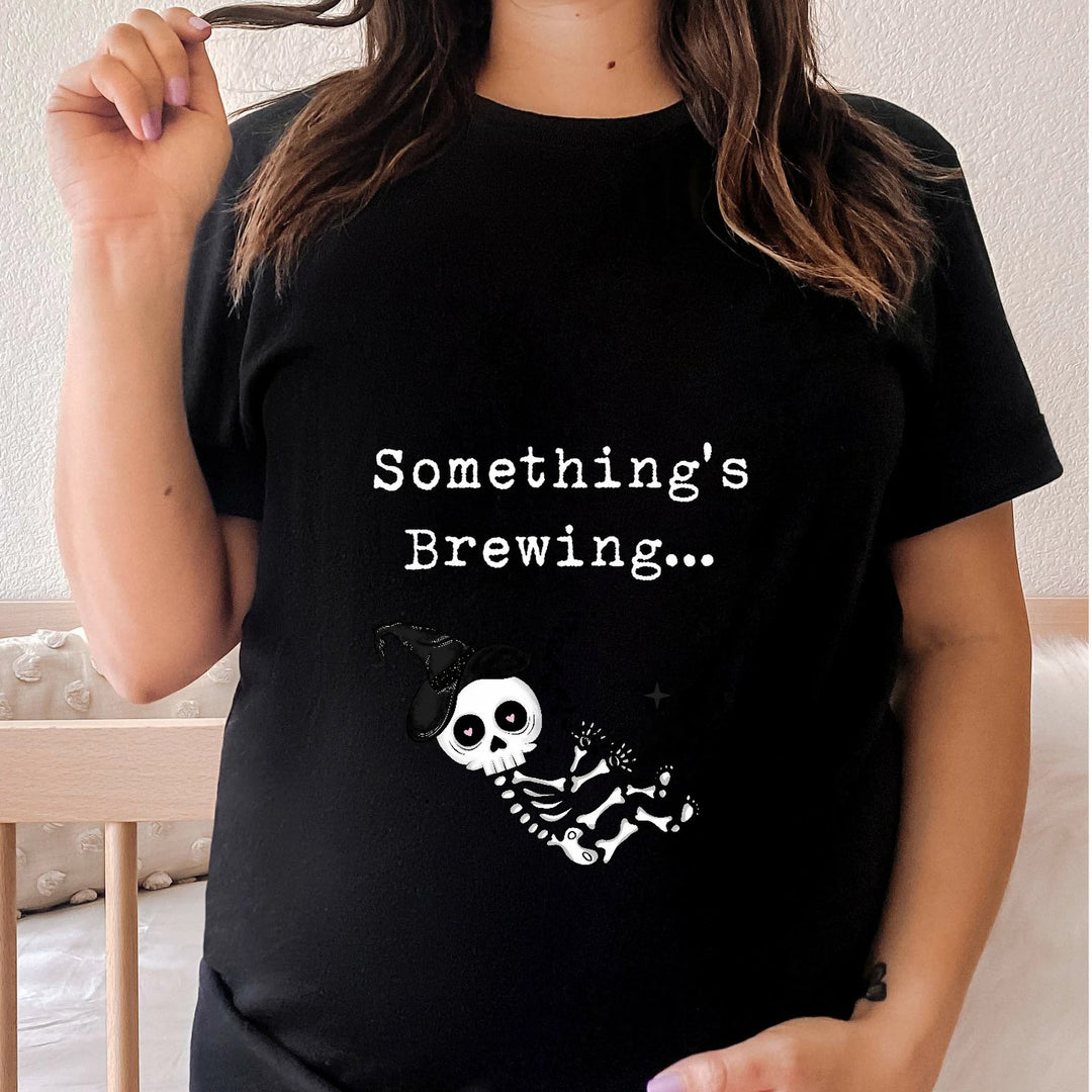 Something's Brewing Skeleton | Maternity T-shirt White Black