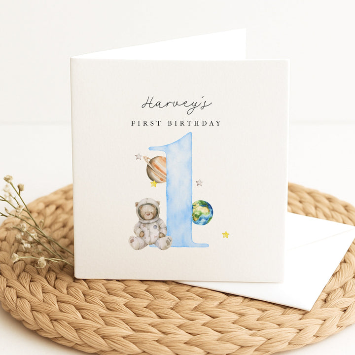 Personalised Blue Spaceman Birthday Card