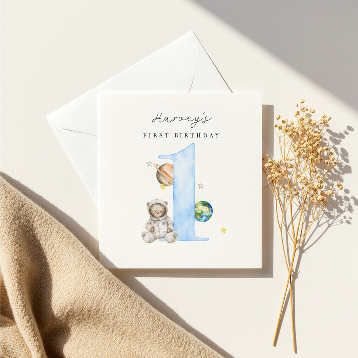 Personalised Blue Spaceman Birthday Card