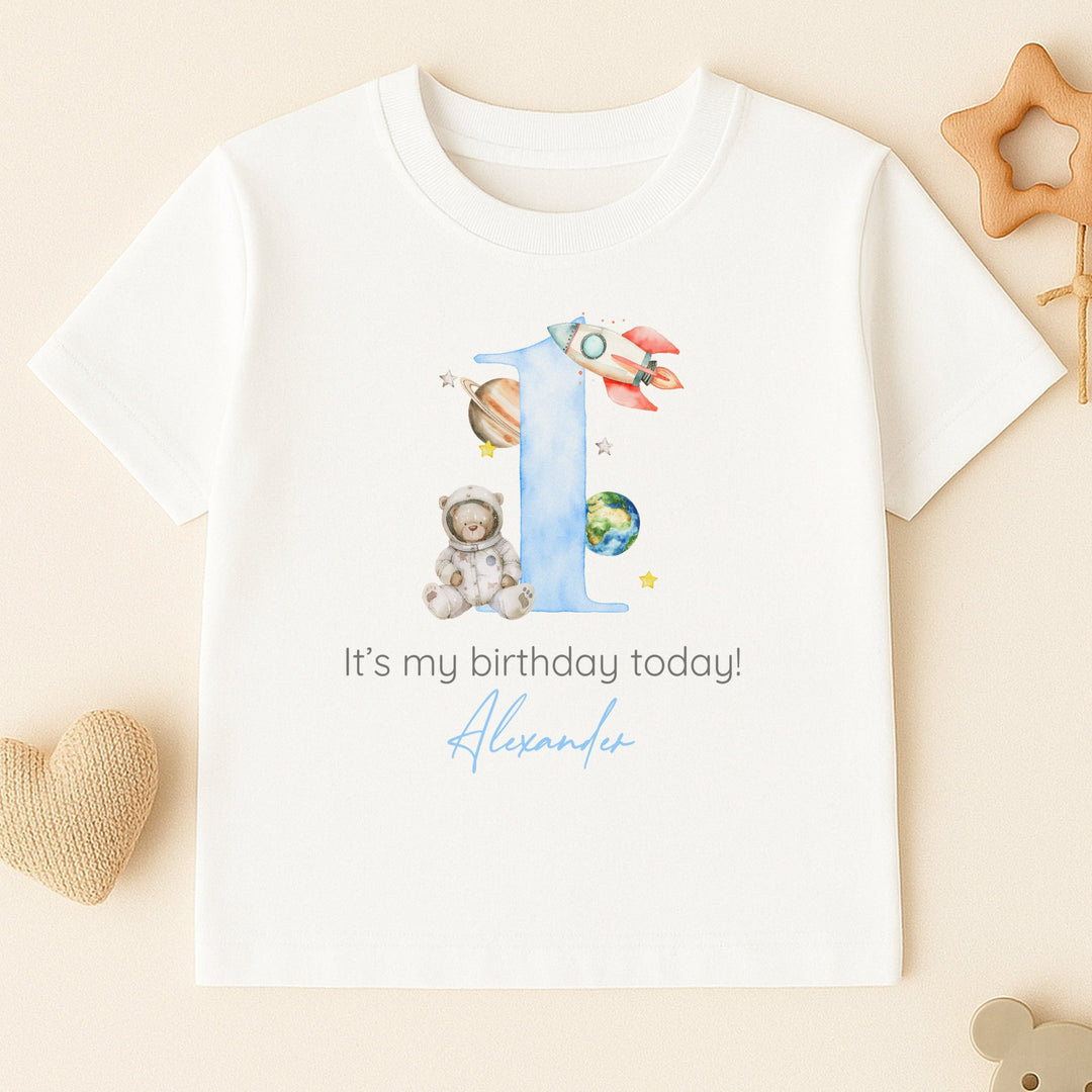 Personalised Blue Spaceman Birthday T-shirt