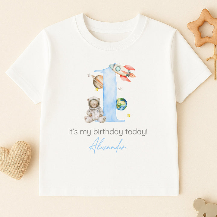 Personalised Blue Spaceman Birthday T-shirt