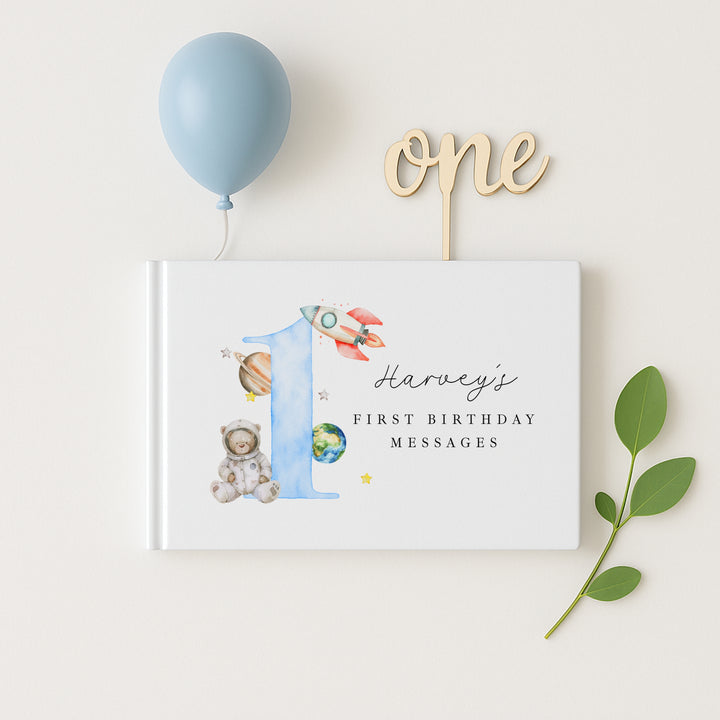 Personalised Blue Space Birthday Party Guest Book