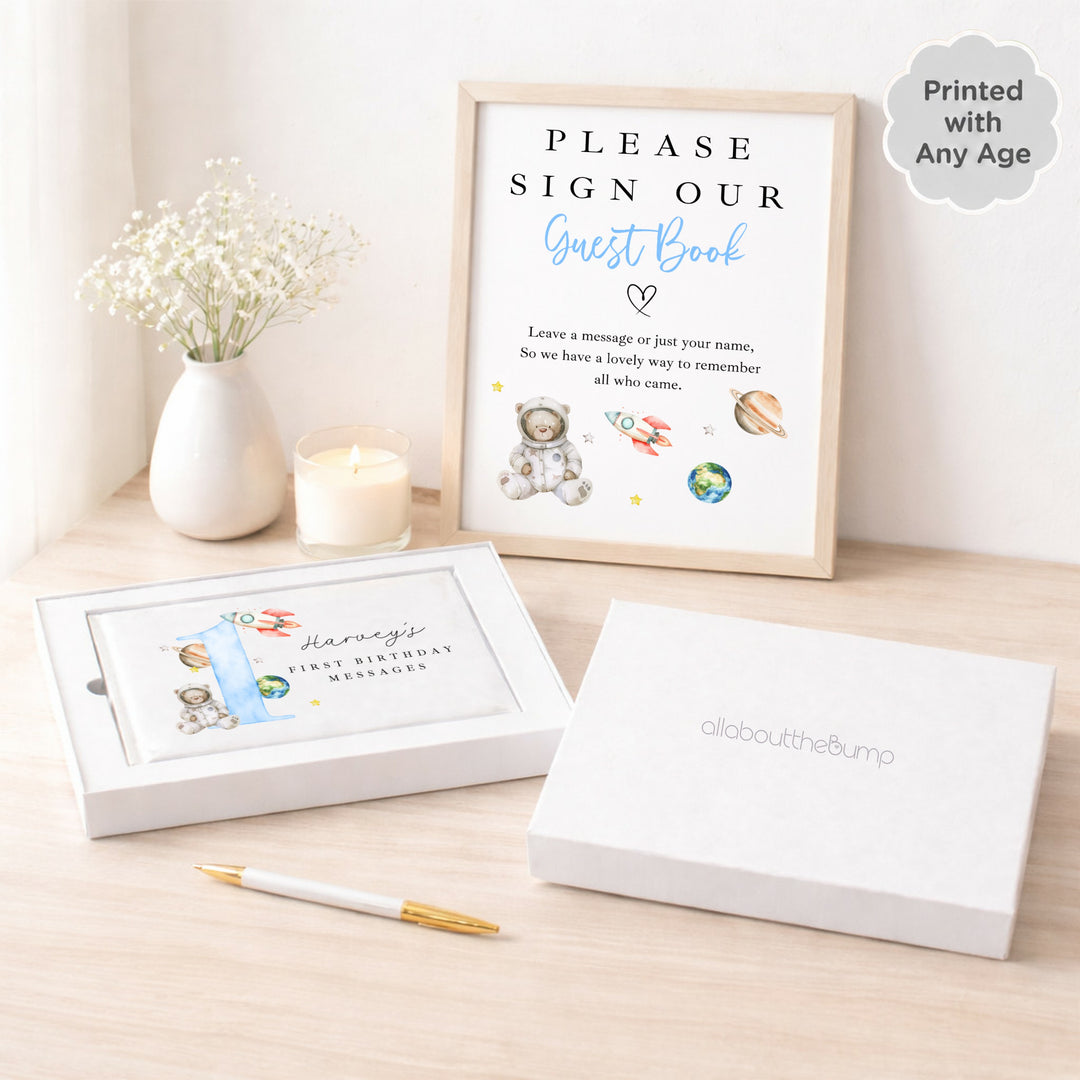 Personalised Blue Space Birthday Party Guest Book