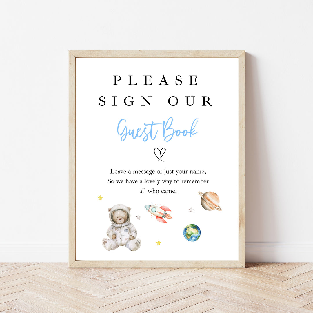 Personalised Blue Space Birthday Party Guest Book